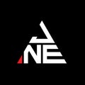 JNE triangle letter logo design with triangle shape. JNE triangle logo design monogram. JNE triangle vector logo template with red Royalty Free Stock Photo