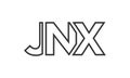 JNX logo design template with strong and modern bold text. Initial based vector logotype featuring simple and minimal typography. Royalty Free Stock Photo