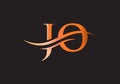 JO logo design. Initial JO letter logo vector. Swoosh letter JO logo design Royalty Free Stock Photo
