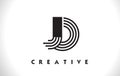 JO Logo Letter With Black Lines Design. Line Letter Vector Illus