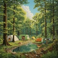 Jo Teaz Art Print Campers: Hyperrealistic Landscapes And Tranquil Nature Depictions