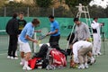 Jo-Wilfried Tsonga during a practice session Royalty Free Stock Photo