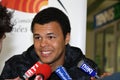 Jo-Wilfried Tsonga during a press conference Royalty Free Stock Photo