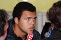 Jo-Wilfried Tsonga during a press conference Royalty Free Stock Photo