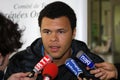 Jo-Wilfried Tsonga during a press conference Royalty Free Stock Photo