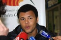 Jo-Wilfried Tsonga during a press conference Royalty Free Stock Photo