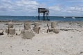 Construction in sand and wooden hut typical of the Atlantic coast in France