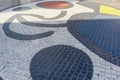 Joan Miro\'s pavement mosaic at the Ramblas in Barcelona, Catalonia, Spain