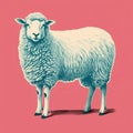 Hyperrealistic Sheep Illustration On Pink Background