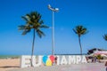 JOAO PESSOA, BRAZIL - OCTOBER 15, 2016: Big sign meaning I love Jampa in Joao Pessoa, Braz Royalty Free Stock Photo