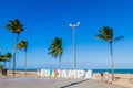 JOAO PESSOA, BRAZIL - OCTOBER 13, 2016: Big sign meaning I love Jampa in Joao Pessoa, Braz Royalty Free Stock Photo