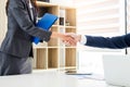 Job applicant having interview. Business young candidate people shaking hands, Greeting new colleague career and placement concept Royalty Free Stock Photo