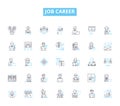 Job career linear icons set. Advancement, Ambition, Aspiration, Balance, Benefits, Challenge, Collaboration line vector