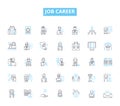 Job career linear icons set. Advancement, Ambition, Aspiration, Balance, Benefits, Challenge, Collaboration line vector