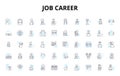 Job career linear icons set. Advancement, Ambition, Aspiration, Balance, Benefits, Challenge, Collaboration vector