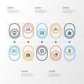Job Colorful Outline Icons Set. Collection Of Id Badge, Administrator, Network And Other Elements. Also Includes Symbols Royalty Free Stock Photo