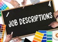 JOB DESCRIPTIONS Human resources, employment, team management J Royalty Free Stock Photo