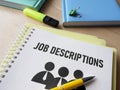 Job descriptions are shown using the text in the book Royalty Free Stock Photo