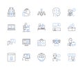 Job development line icons collection. Nerking, Resume, Interview, Skillset, Growth, Advancement, Professionalism vector