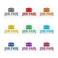 Job fair logo icon icon isolated on white background. Set icons colorful