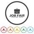 Job fair logo icon. Set icons in color circle buttons