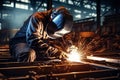Job fire safety welding work steel welder metal industrial factory Royalty Free Stock Photo