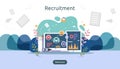 Job hiring and online recruitment concept with tiny people character. agency interview. select a resume process. template for web Royalty Free Stock Photo