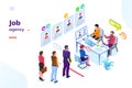 Job or hiring, recruitment agency isometric view