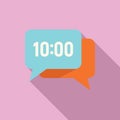 Job hour chat icon flat vector. Work time Royalty Free Stock Photo