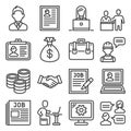 Job and Human Resource Icons Set. Line Style Vector Royalty Free Stock Photo