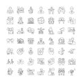 Job hunting linear icons, signs, symbols vector line illustration set