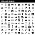 100 job icons set, simple style Royalty Free Stock Photo
