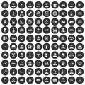 100 job icons set black circle Royalty Free Stock Photo