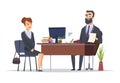 Job interview. Business office meeting hr managers directors chief vector concept characters Royalty Free Stock Photo