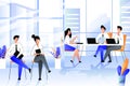 Job interview with candidate in company office. Recruitment and hiring business concept. Vector flat illustration Royalty Free Stock Photo