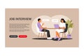 Job interview concept. Landing page. Interview with human resources. Vector illustration. Flat