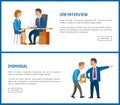 Job Interview and Dismissal Worker, Vector Poster