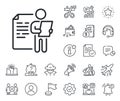 Job interview document line icon. CV file page sign. Salaryman, gender equality and alert bell. Vector