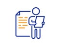 Job interview document line icon. CV file page sign. Vector