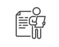 Job interview document line icon. CV file page sign. Vector