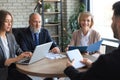 Job interview with the employer, business team listen to candidate answers