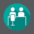Job interview flat icon. Round colorful button, circular vector sign with long shadow effect.