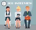 Job Interview Flat Vector Illustration with Text