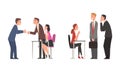 Job Interview with HR manager Meeting the Candidate Having Conversation Vector Set Royalty Free Stock Photo
