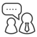 Job interview line icon. Boss and employee, dialogue with authorities symbol, outline style pictogram on white