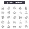 Job interview line icons, signs, vector set, outline illustration concept