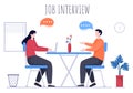 Job Interview Meeting, Candidate and HR Manager. Idea of Employment and Hiring, Business Man or Woman at Table, Vector