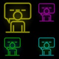 job interview neon color set icon. Simple thin line, outline vector of business organisation icons for ui and ux, website or