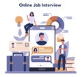 Job interview online service or platform. Idea of employment