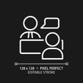 Job interview pixel perfect white linear icon for dark theme